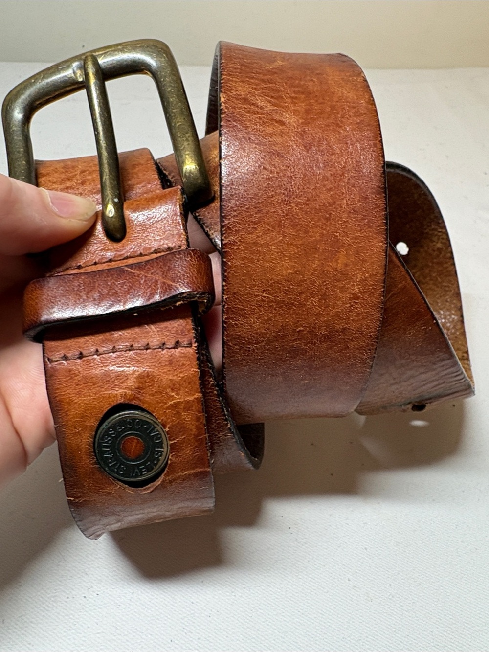 Levi’s Likely Vintage Brown Leather Belt Size 44
